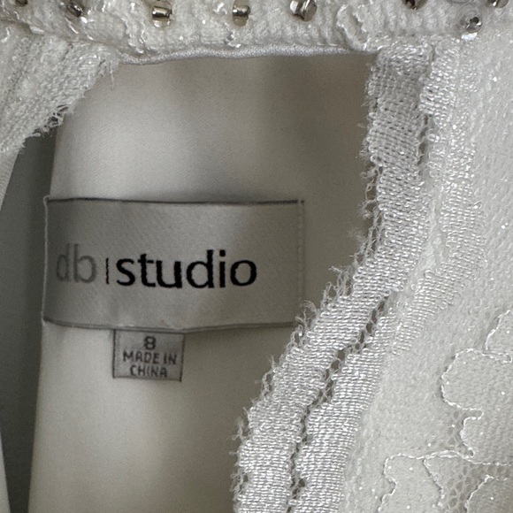 Elegant White Lace Halter Wedding Dress/ Rehearsal/ Cocktail dress sz 8 - Picture 6 of 10